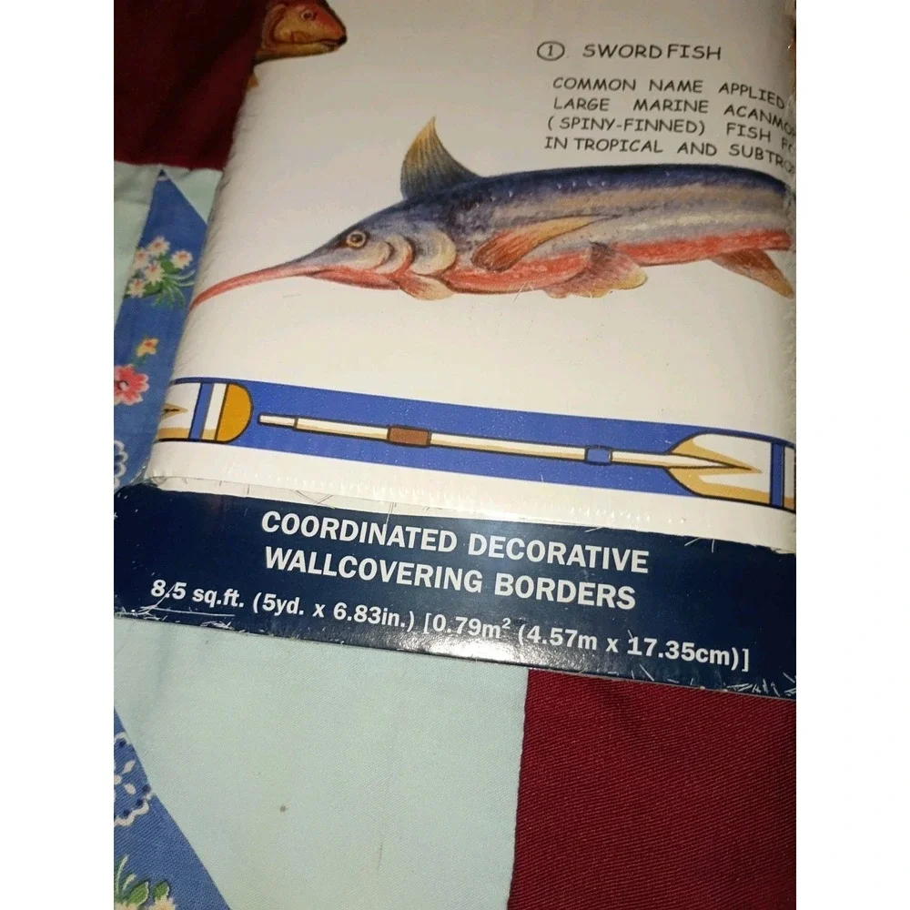Ralph Lauren Wallpaper Border X3 Yellow perch And Swordfish 8.5 Sq Ft Each